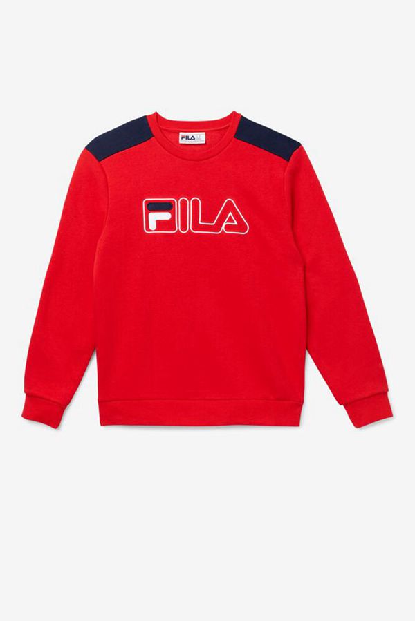 Fila Mikiny Panske Červené / Námornícka Modrá / Biele - Basil 2 Crewneck Vypredaj - Slovakia 42901-Q